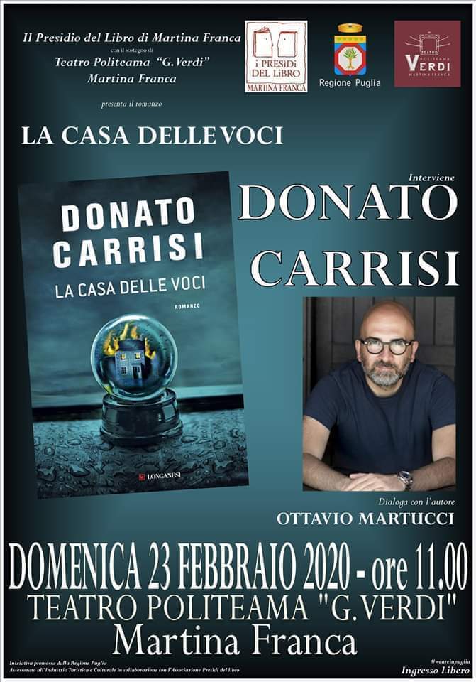 Donato Carrisi presenta “La casa delle voci” il 23 febbraio al